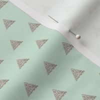 silver sparkle triangles on mint // small