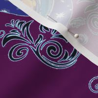 Sun and Moon with scroll work, Plum