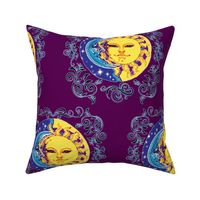 Sun and Moon with scroll work, Plum