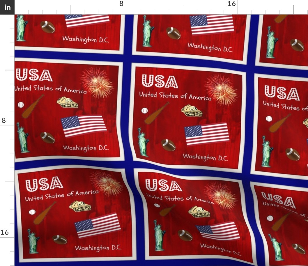 USA quilt block / swatch (8-inch repeat)