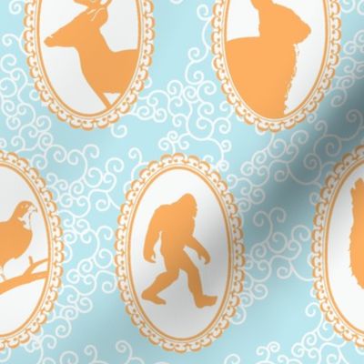 Blue and Orange Cameo Woodland Creatures-ch