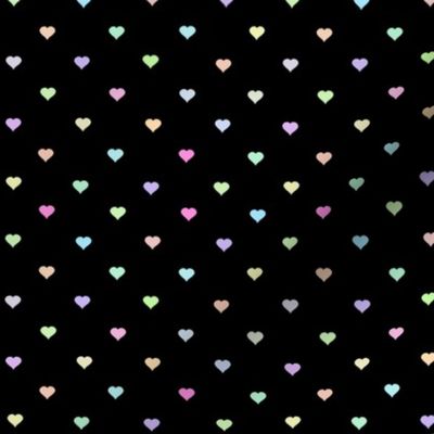 tiny neon rainbow hearts on black - colorful heart pattern