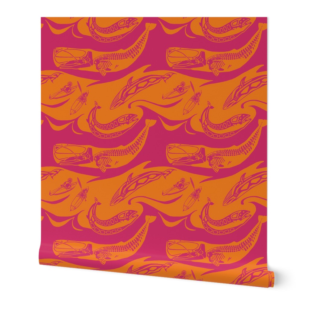 whales magenta orange