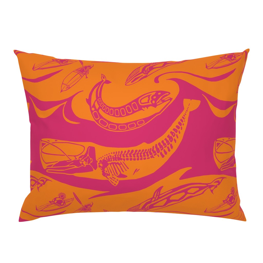 whales magenta orange