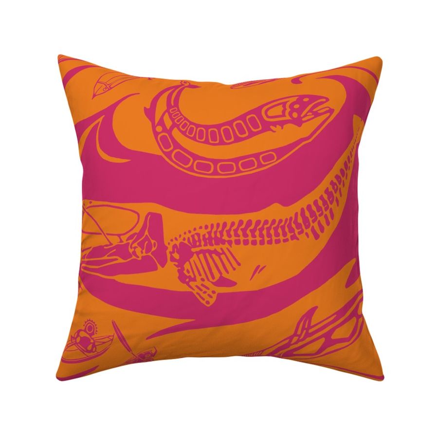 whales magenta orange