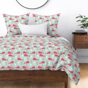 Anchors Away!  Whales // pink and green whale nautical fabric cute whales ocean sailbaots