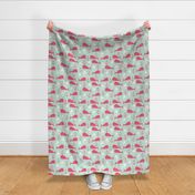 Anchors Away!  Whales // pink and green whale nautical fabric cute whales ocean sailbaots