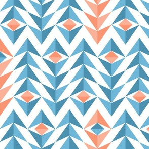 Blue and orange geometric feathers