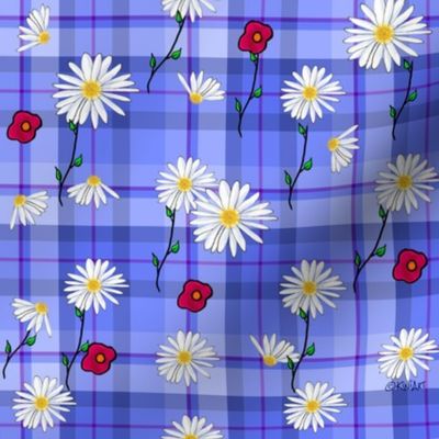 Floral Explosion on Plaid