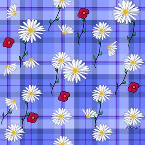 Floral Explosion on Plaid