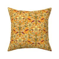 Art Nouveau Lilies Orange and Yellow