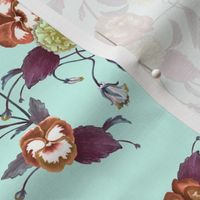 Pansy Autumn on Seafoam Blue