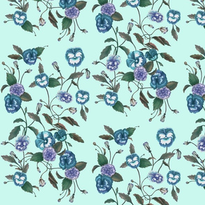 Pansy Blue on Seafoam