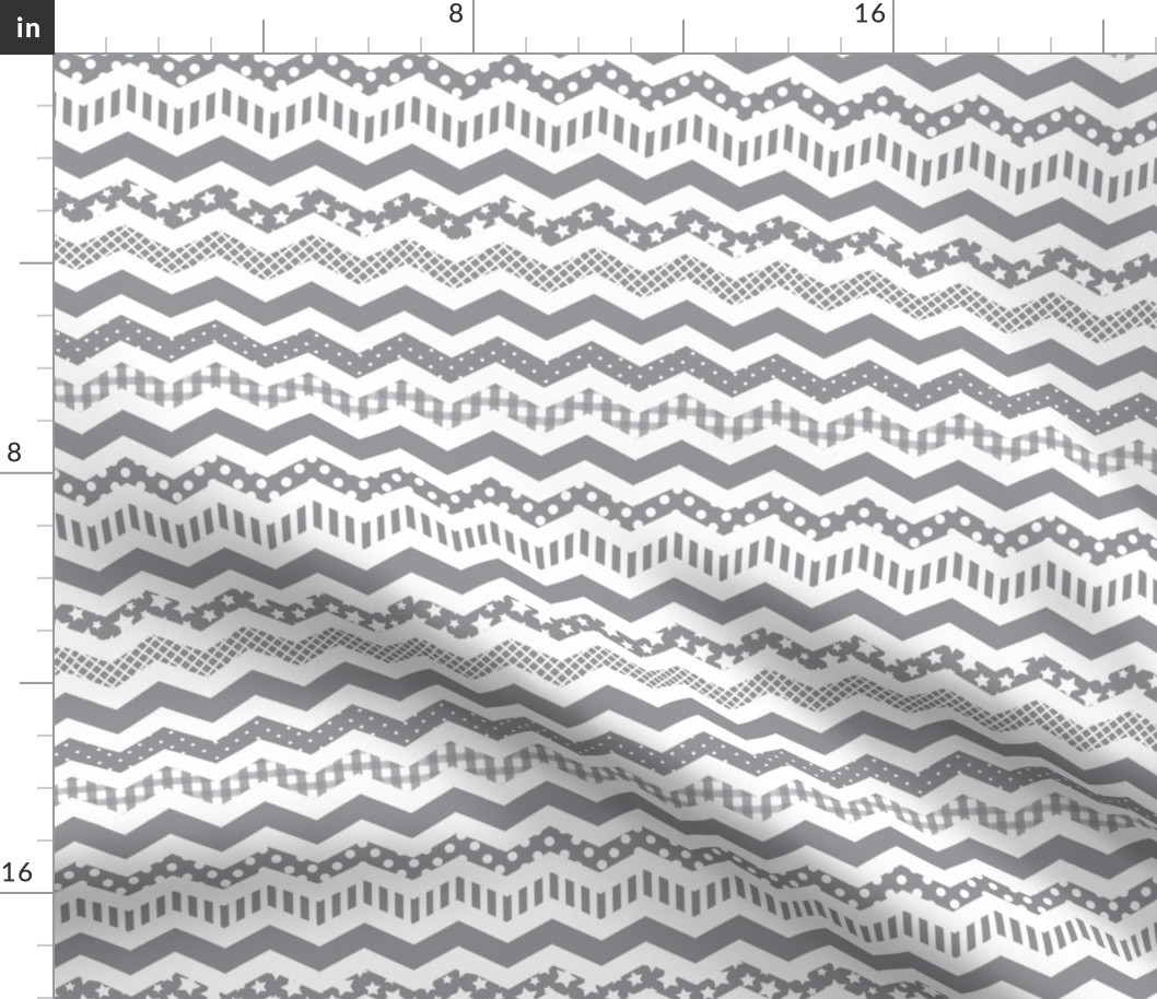 Charcoal Grey Chevron pattern with a funky twist
