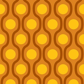 waves and dots brown yellow
