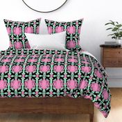 Ornate Orcas, black, pink, mint, white