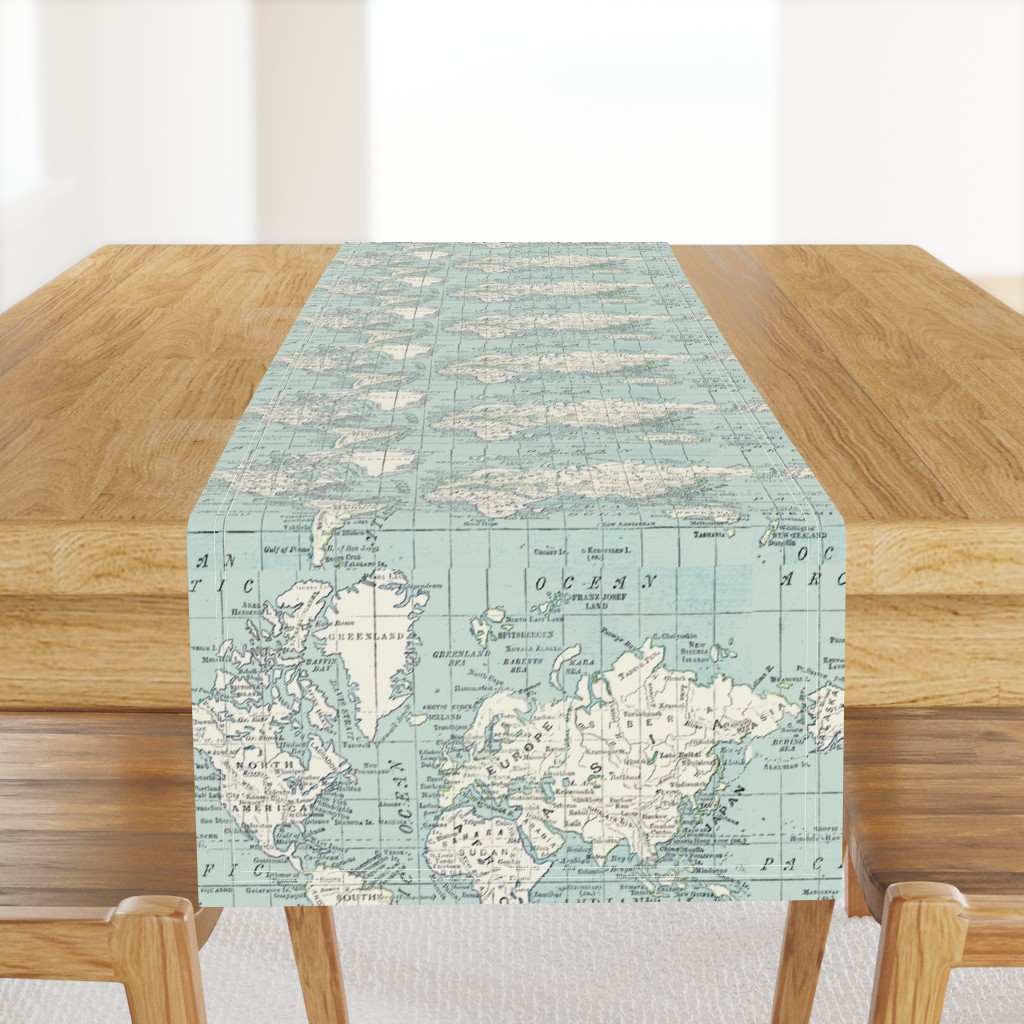 Soft Blue and cream map