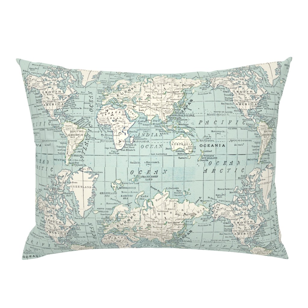 Soft Blue and cream map