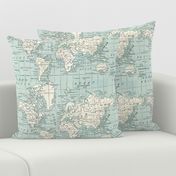 Soft Blue and cream map