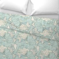 Soft Blue and cream map