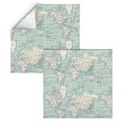 Soft Blue and cream map