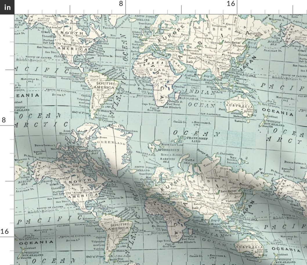 Soft Blue and cream map