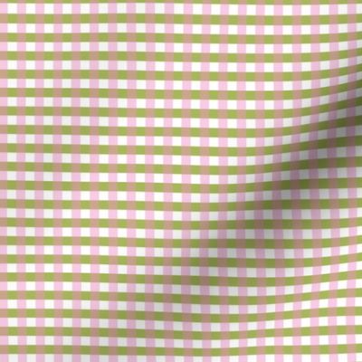 Green and soft pink Gingham.