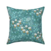 White Martagon Lilies (teal)