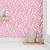 feathered zigzag in pink and white