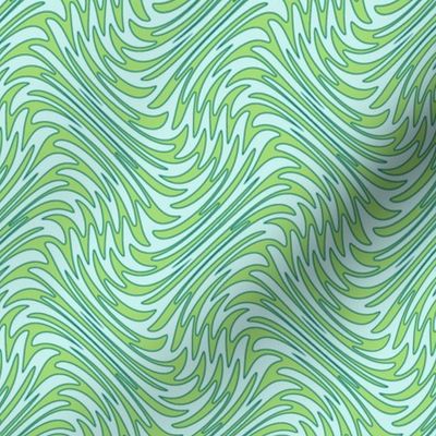 Art Nouveau feather swirl - serene greens