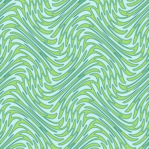 Art Nouveau feather swirl - serene greens