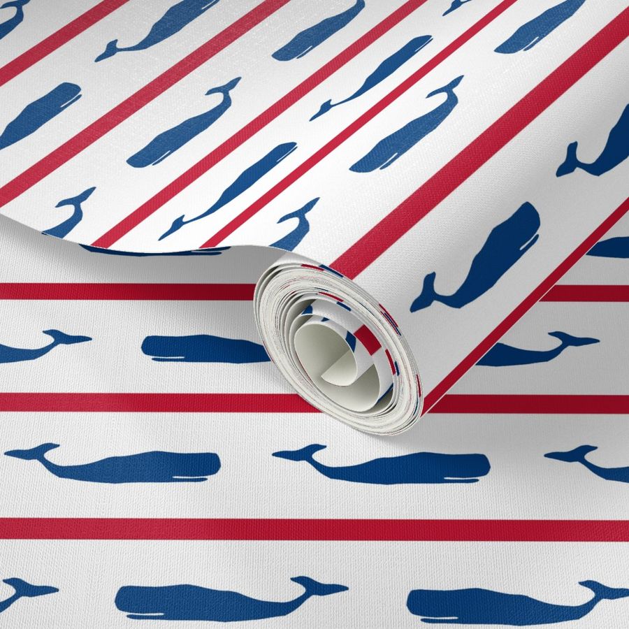 Nautical Stripe whales small