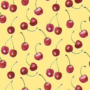 cherries on yellow