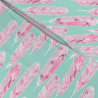 Watercolor Feather in Aqua Orchid