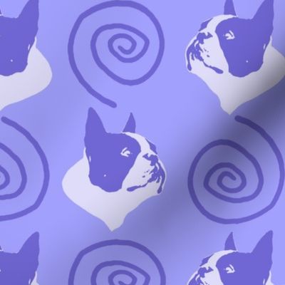 Whimsical Boston Terrier faces - purple