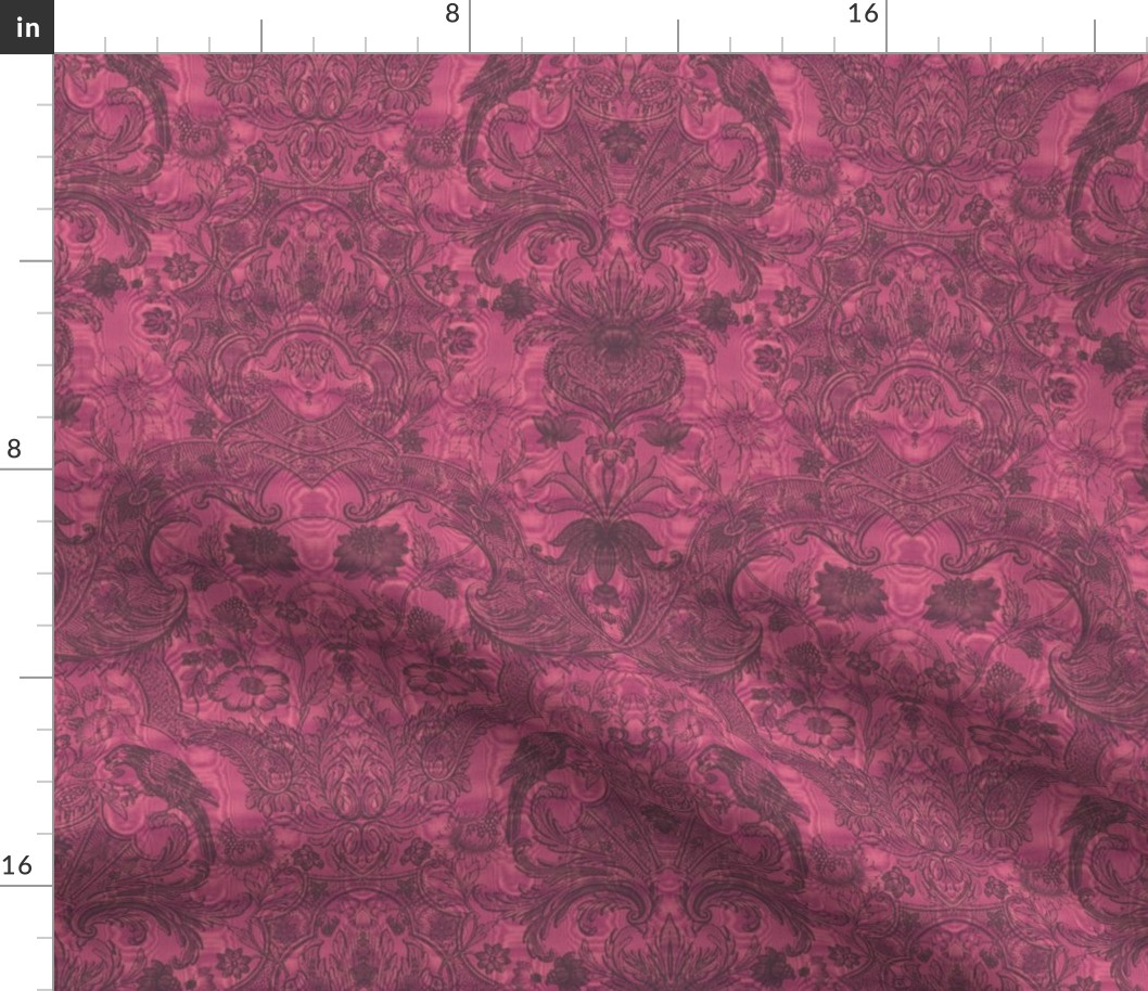 Parrot Damask ~ Two Tone ~ Raspberry Glace' and Pewter ~ Moire