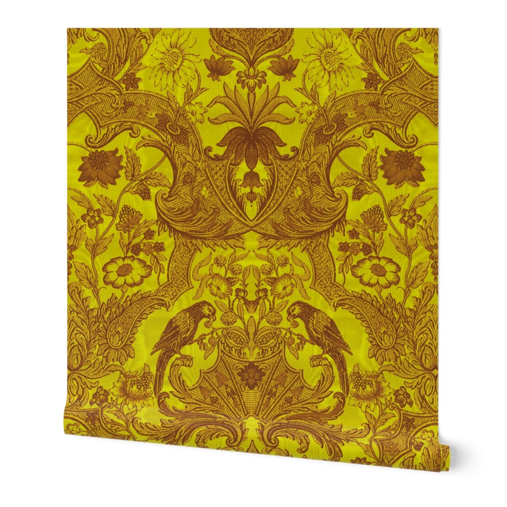 Parrot Damask ~ Two Tone ~ Dictator and Sepia ~ Moire