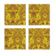 Parrot Damask ~ Two Tone ~ Dictator and Sepia ~ Moire