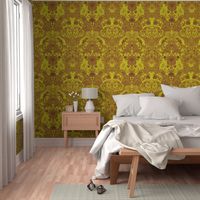 Parrot Damask ~ Two Tone ~ Dictator and Sepia ~ Moire