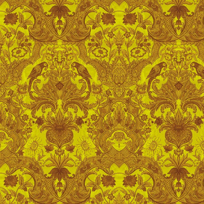 Parrot Damask ~ Two Tone ~ Dictator and Sepia ~ Moire