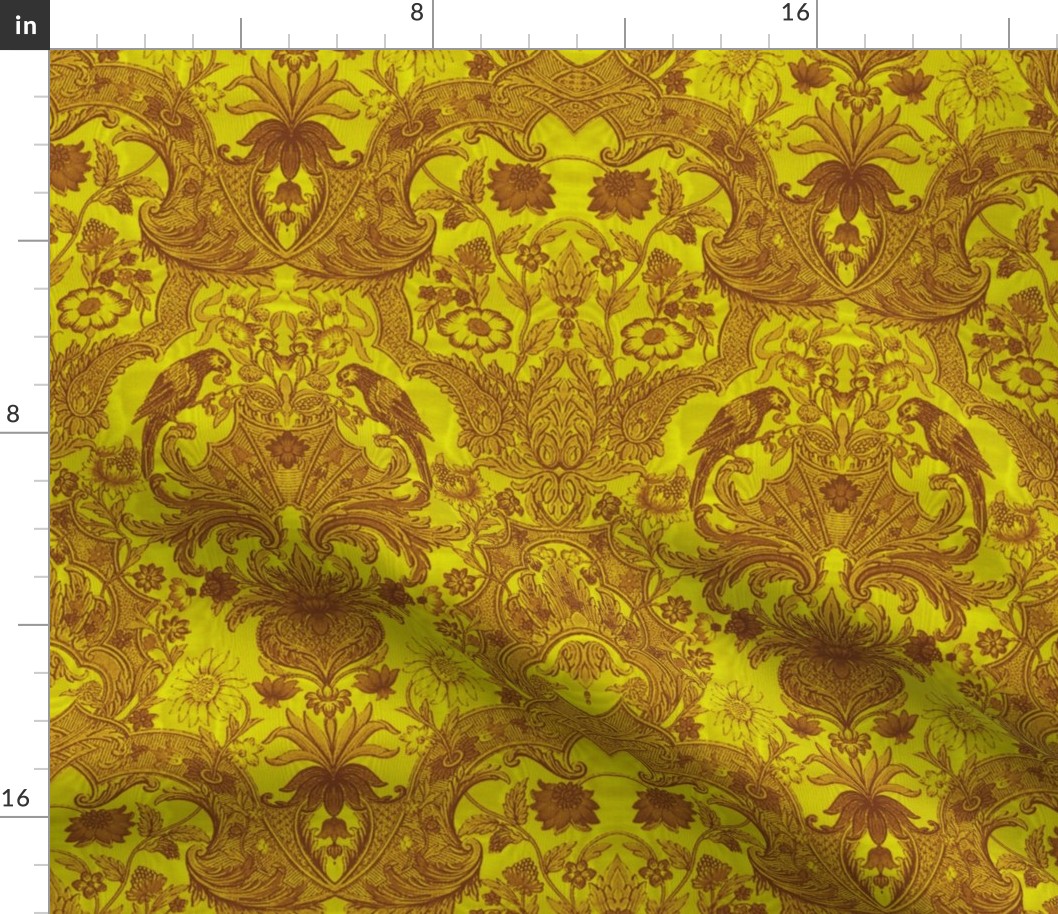 Parrot Damask ~ Two Tone ~ Dictator and Sepia ~ Moire