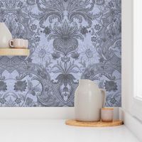 Parrot Damask ~ Two Tone ~ Versailles Fog and Pewter ~ Moire