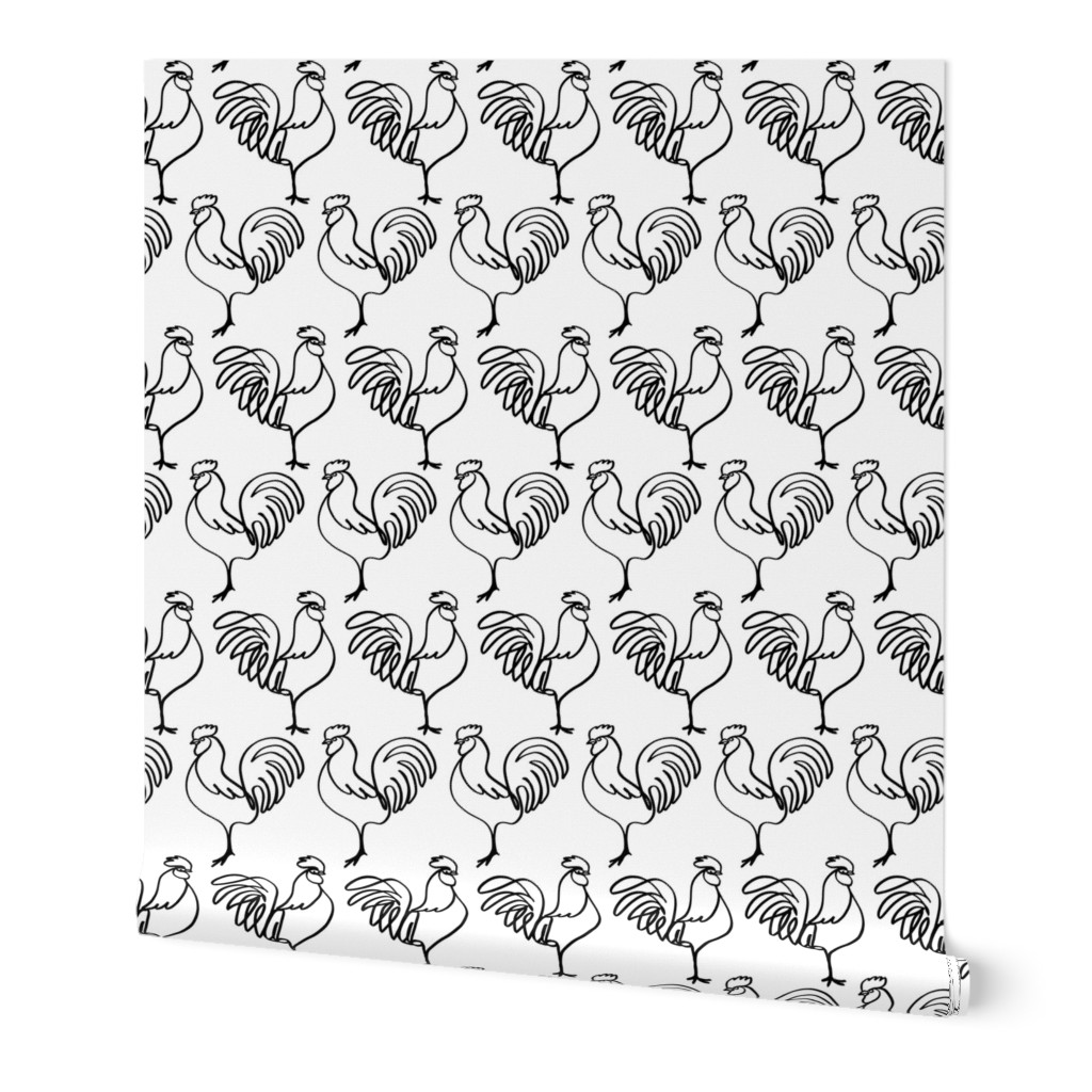 Chicken Coop! Roosters in Black and White (smaller print)