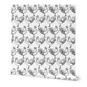 Chicken Coop! Roosters in Black and White (smaller print)