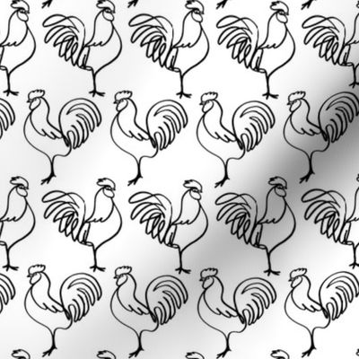 Chicken Coop! Roosters in Black and White (smaller print)