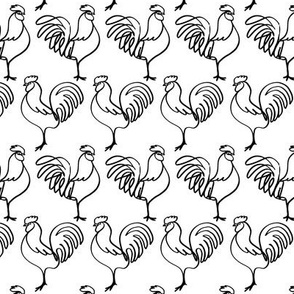 Chicken Coop! Roosters in Black and White (smaller print)