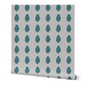 pine cone - teal on grey