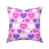 Personalised Name Hearts - Pink Purple on Pink
