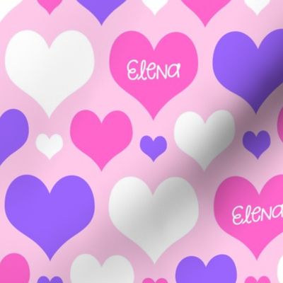 Personalised Name Hearts - Pink Purple on Pink