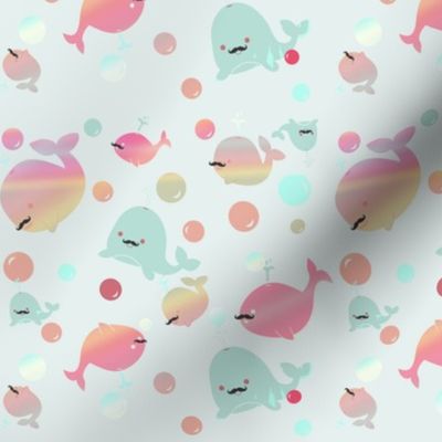 Bubblegum WHALES!!! (now with mustaches)